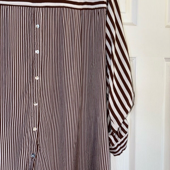 ***5/25*** Jane + Delancey Brown and White Striped Shirt - Picture 10 of 13